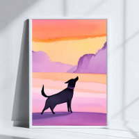 Dog Howl | Black Dog Watercolor Silhouette Art
