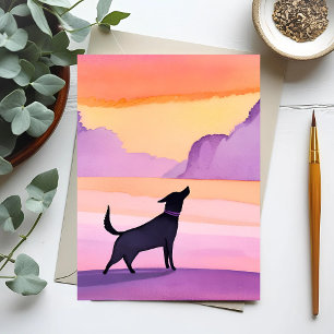 Dog Howl   Black Dog Watercolor Silhouette Postcard