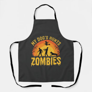 Dog Hunts Zombies Halloween Design Apron