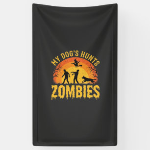 Dog Hunts Zombies Halloween Design Banner