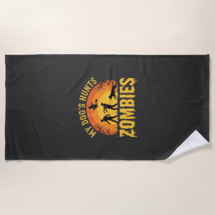 Dog Hunts Zombies Halloween Design Beach Towel