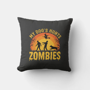 Dog Hunts Zombies Halloween Design Cushion