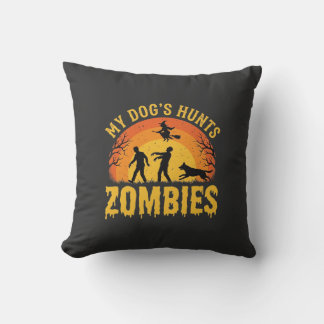 Dog Hunts Zombies Halloween Design Cushion