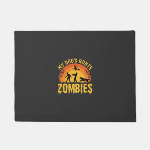 Dog Hunts Zombies Halloween Design Doormat