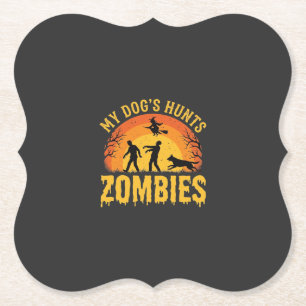 Dog Hunts Zombies Halloween Design Paper Coaster