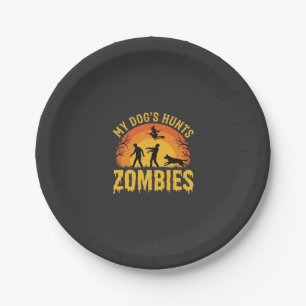 Dog Hunts Zombies Halloween Design Paper Plate