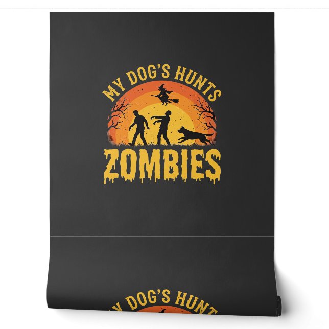 Dog Hunts Zombies Halloween Design Wallpaper (Unrolling)