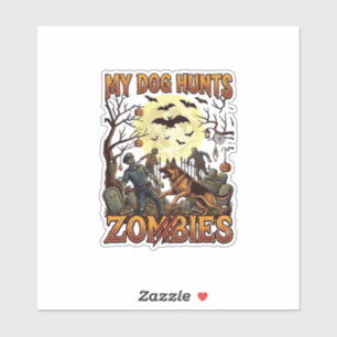 Dog Hunts Zombies Halloween German Shepherd Moon_1