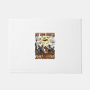 Dog Hunts Zombies Halloween German Shepherd Moon_1 Doormat
