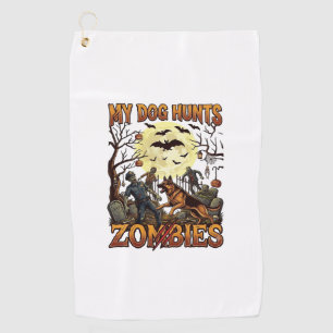 Dog Hunts Zombies Halloween German Shepherd Moon_1 Golf Towel