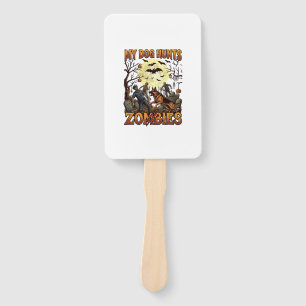 Dog Hunts Zombies Halloween German Shepherd Moon_1 Hand Fan