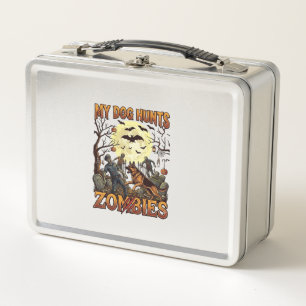 Dog Hunts Zombies Halloween German Shepherd Moon_1 Metal Lunch Box