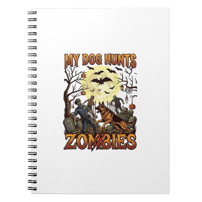 Dog Hunts Zombies Halloween German Shepherd Moon_1 Notebook (Front)