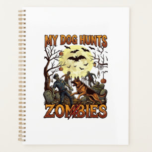 Dog Hunts Zombies Halloween German Shepherd Moon_1 Planner