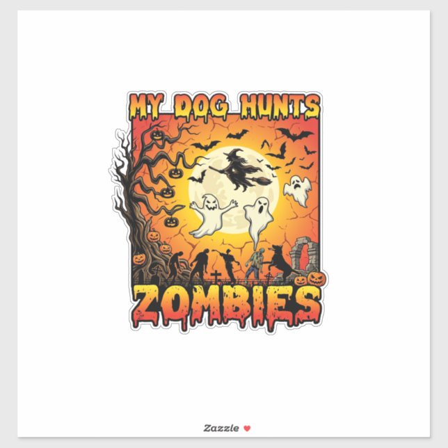 Dog Hunts Zombies Halloween Ghosts Witch Moon (Sheet)