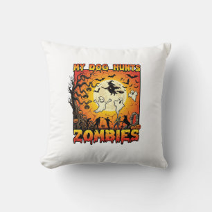 Dog Hunts Zombies Halloween Ghosts Witch Moon Cushion
