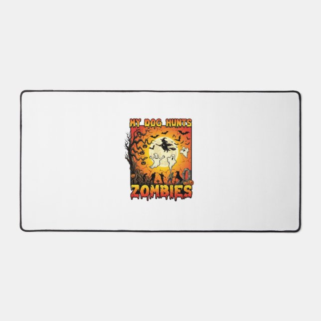 Dog Hunts Zombies Halloween Ghosts Witch Moon Desk Mat (Front)