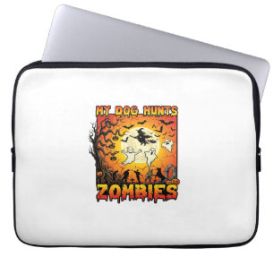 Dog Hunts Zombies Halloween Ghosts Witch Moon Laptop Sleeve