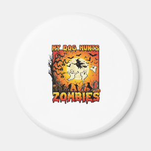 Dog Hunts Zombies Halloween Ghosts Witch Moon Magnet