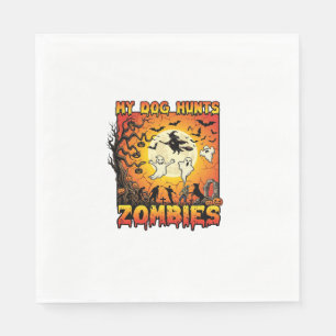 Dog Hunts Zombies Halloween Ghosts Witch Moon Napkin