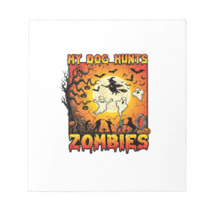Dog Hunts Zombies Halloween Ghosts Witch Moon Notepad