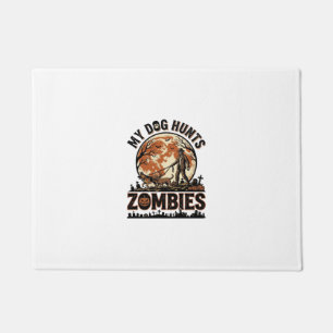 Dog Hunts Zombies Vintage Halloween Vector Design_ Doormat