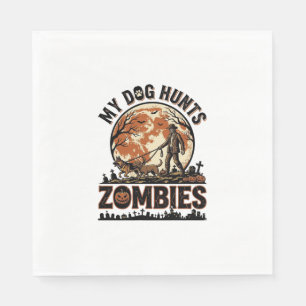 Dog Hunts Zombies Vintage Halloween Vector Design_ Napkin