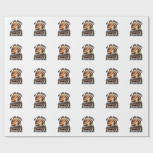 Dog Hunts Zombies Vintage Halloween Vector Design_ Wrapping Paper