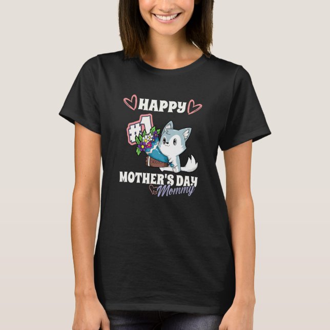 Dog Husky Happy First Mother S Day Mummy Baby Matc T-Shirt (Front)