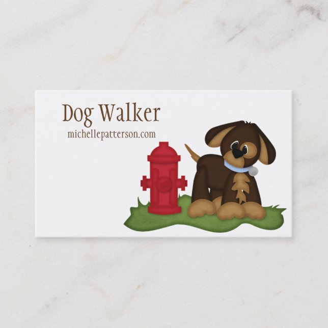 Dog & Hydrant Dog Walker Pet Sitter Business Cards (Front)