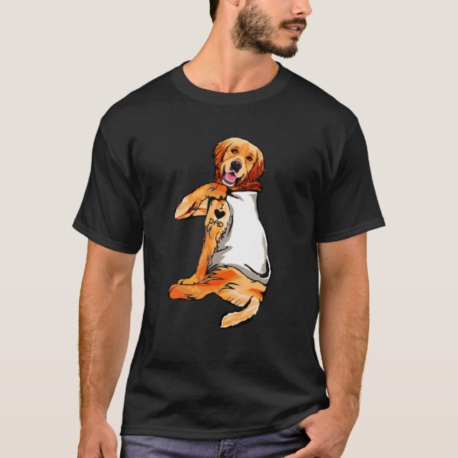 Dog I Love Dad Golden Retriever - Fathers Day Dog T-Shirt (Front)
