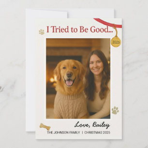 Dog I Tried Customizable Family Photo Holiday Card