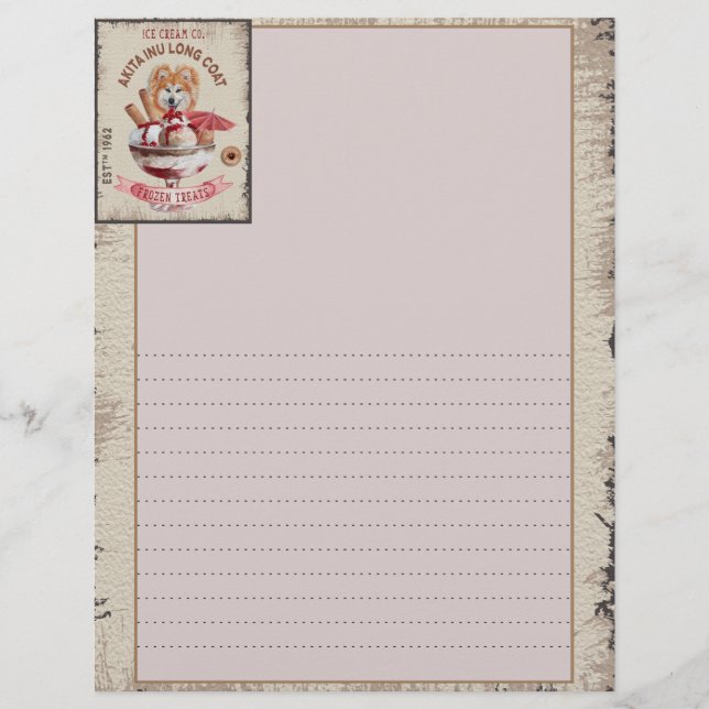 Dog Ice-cream funny Akita Inu long coat Custom Letterhead (Front)