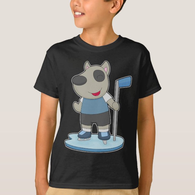 Dog Ice hockey Ice hockey stick T-Shirt (Front)