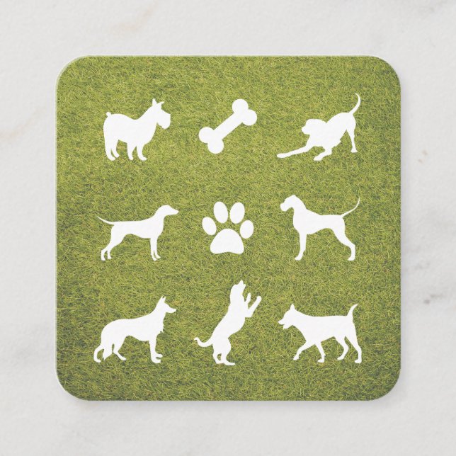Dog Icons | Trainer | Sitter | Walker Square Business Card (Front)