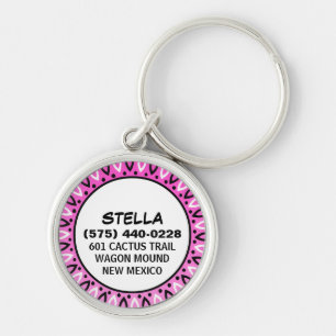 Dog ID Tag - Bandanna Pink Border Key Ring
