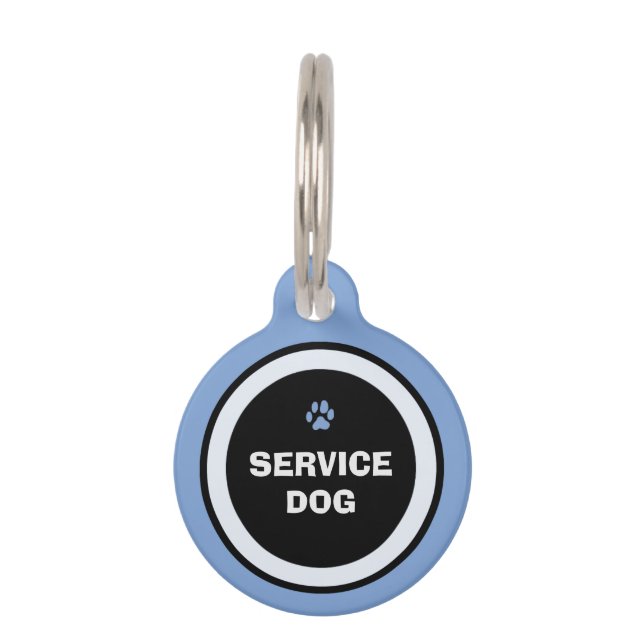 Dog ID Tag - Blue & Black- Service Dog (Front)