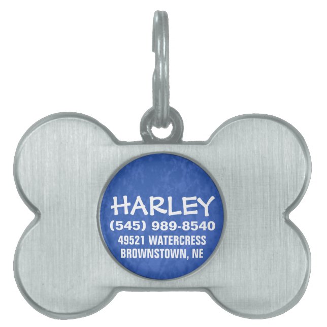 Dog ID Tag - Blue  For Small Dog (Front)