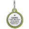 Dog ID Tag - Green & Black- Service Dog