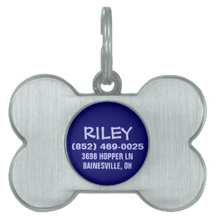 Dog ID Tag - Navy Blue Bone