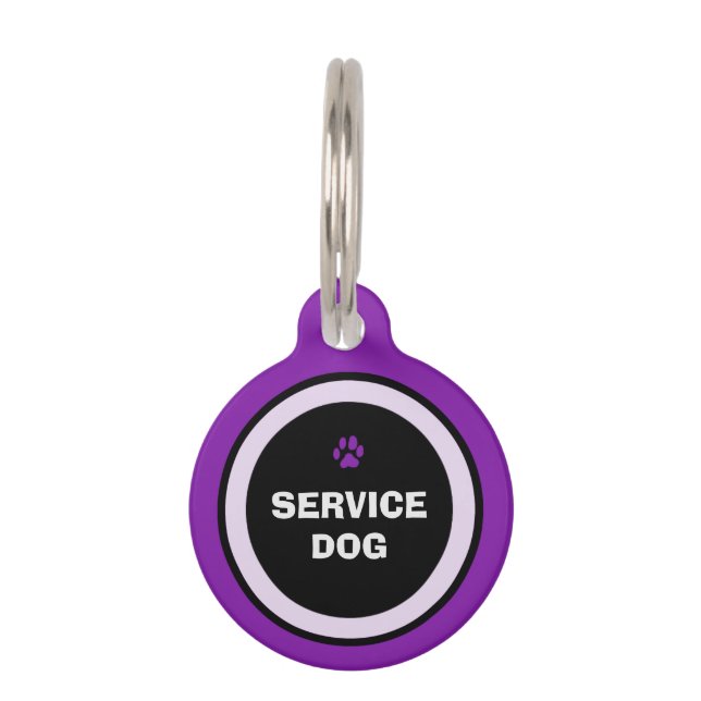 Dog ID Tag - Purple & Black- Service Dog (Front)