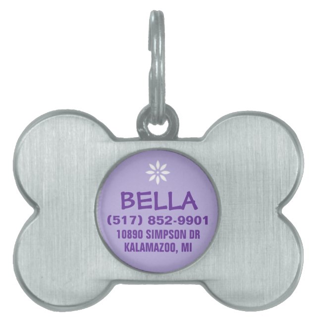 Dog ID Tag -  Purple For Small Dog (Front)