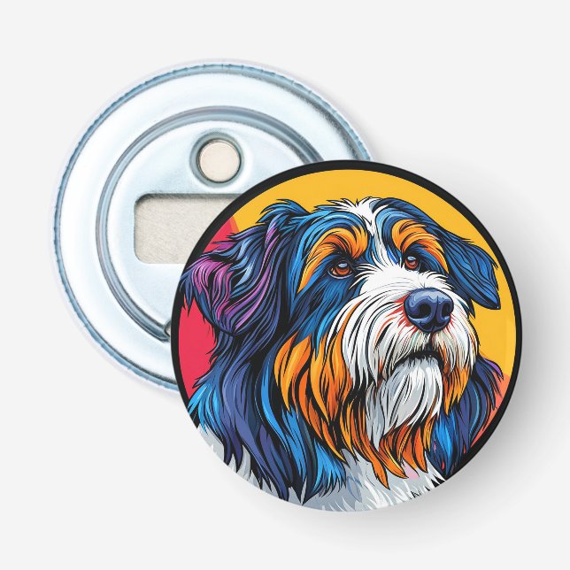 Dog Illustrating Vibrant Creativity Bottle Opener (Front)