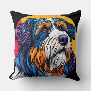 Dog Illustrating Vibrant Creativity Cushion