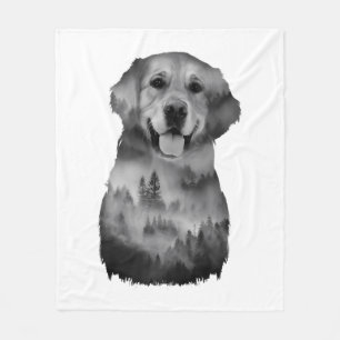 Dog Illustration Golden Retriever Dog Owner Dog Fleece Blanket
