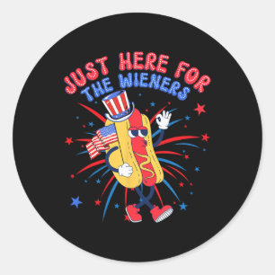 Dog I'm Just Here For The Wieners 4th Of July 3 Classic Round Sticker