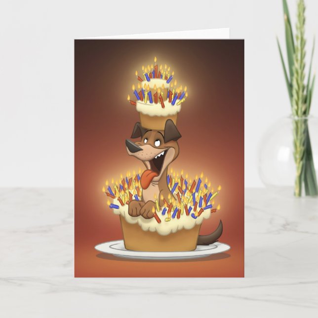 Dog in a Cake Card (Blank Inside) (Front)