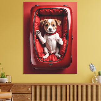dog in a cott canvas print