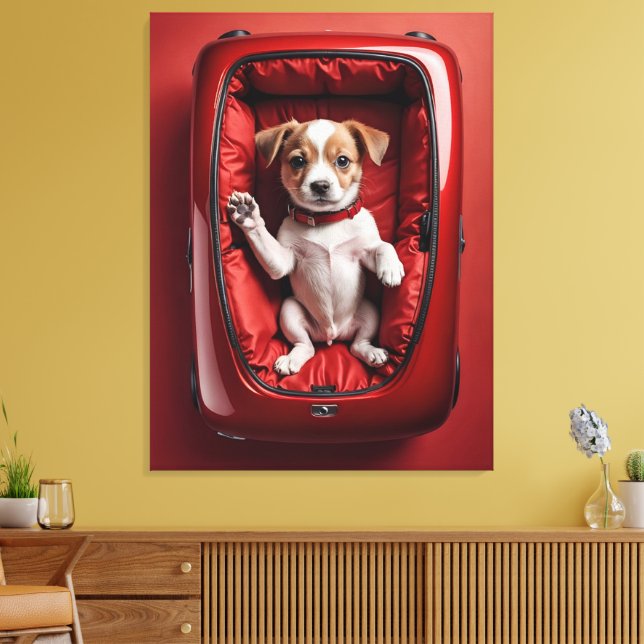dog in a cott canvas print (Insitu(LivingRoom))