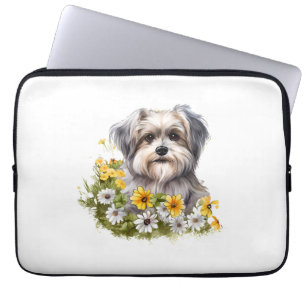 Dog in a Flower Garden Laptop Sleeve